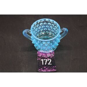 Fenton Sugar Blue Opalescent Hobnail Glass